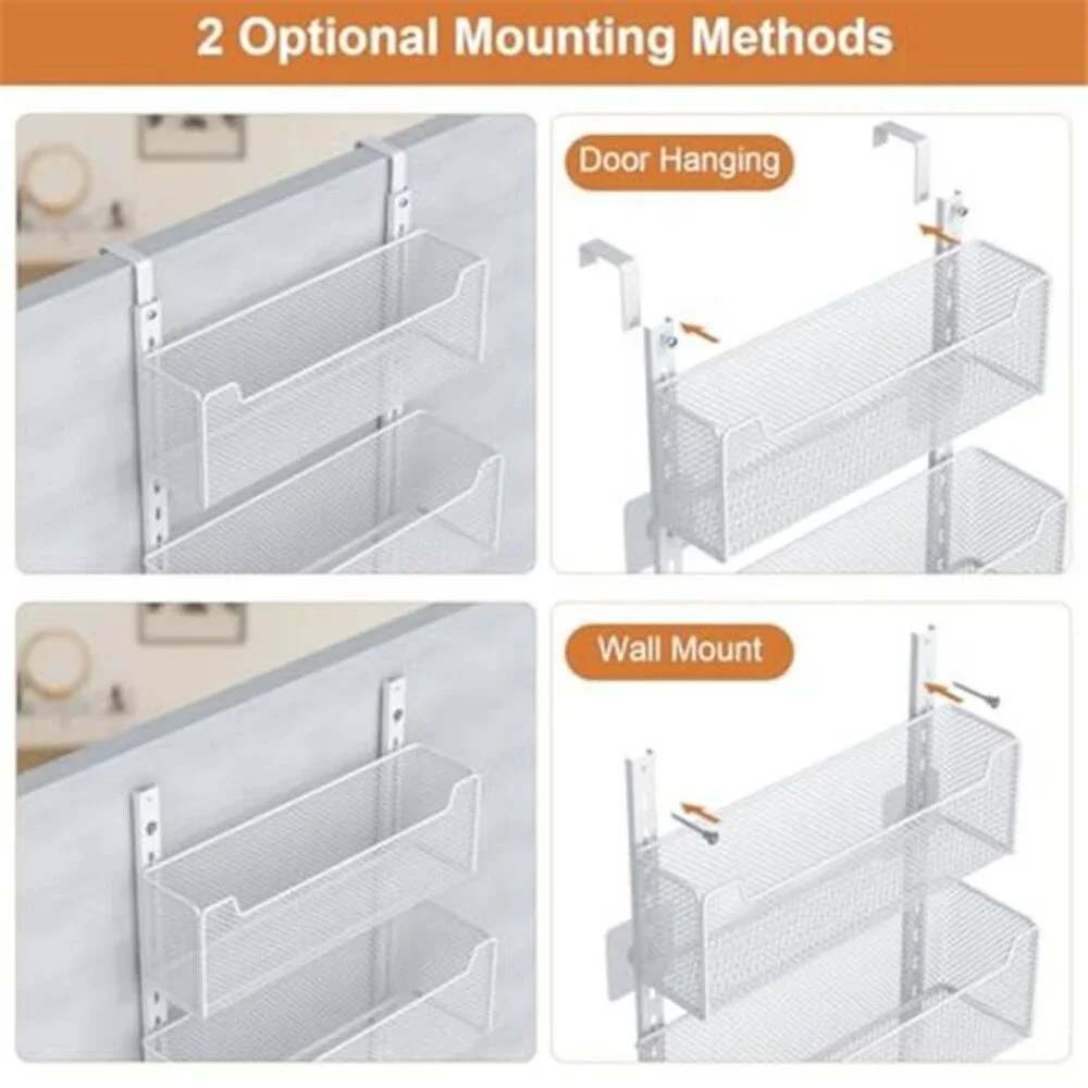 Over The Door Organizer Metal Hanging Pantry Storage 5 Basket Hooks